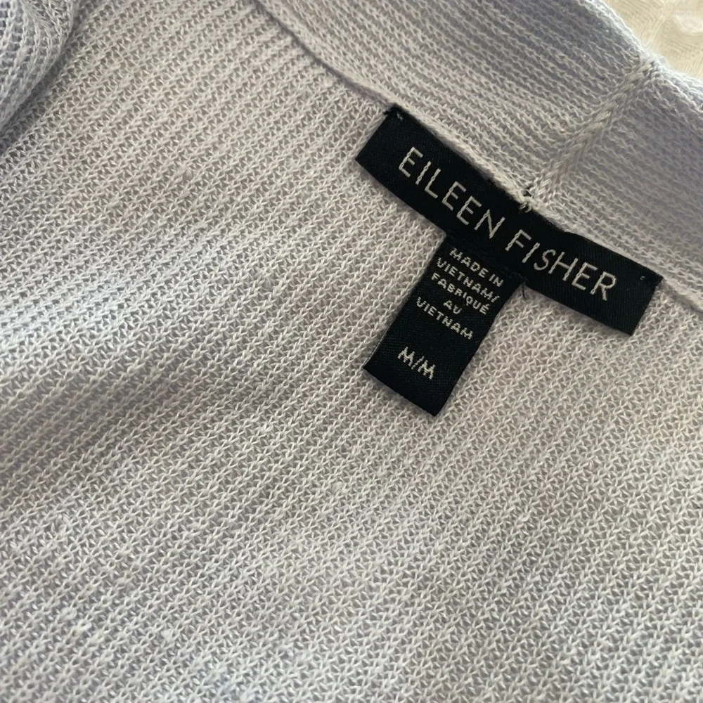 Eileen Fisher organic linen organic cotton Light blue Gray Open Front Cardigan - Picture 3 of 4